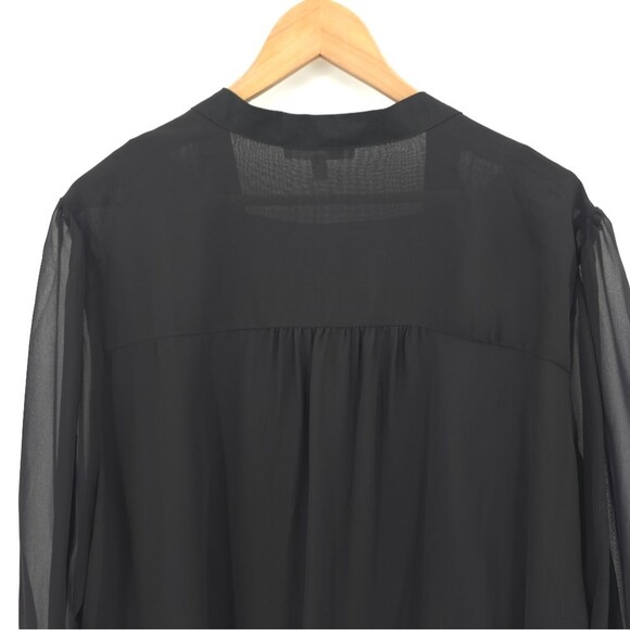 DR2 Daniel Rainn Top Womens 3X Black Chiffon Ne Neck Sash Sheer Puff Sleeves NWT - Picture 5 of 14